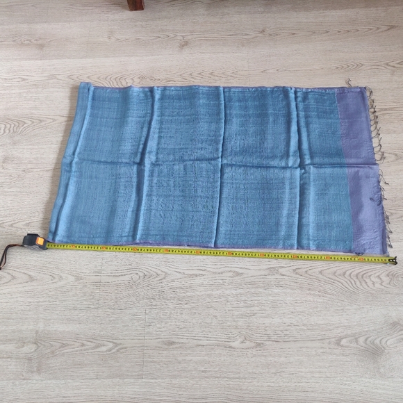Fabindia Pure Silk Double Layers Blue/Purple Stoll - Picture 3 of 4